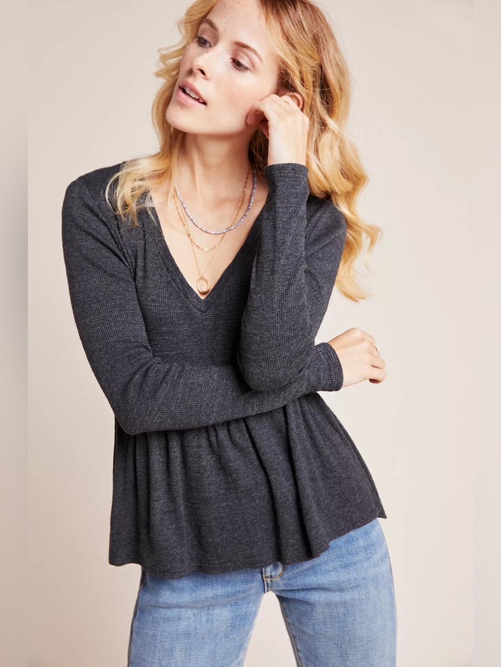 Anthropologie Jill Babydoll Top T.La